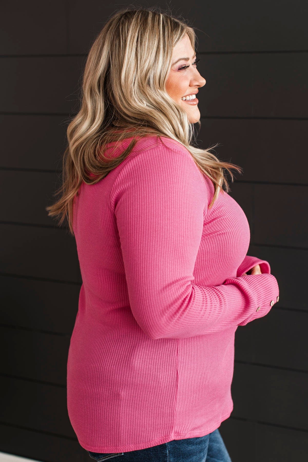 Dreams Of Forever Ribbed Top- Hot Pink