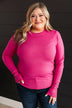 Second Glance Knit Sweater- Hot Pink