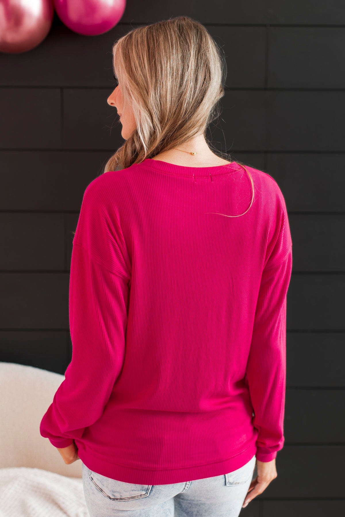 Express It All Knit Pullover Top- Hot Pink