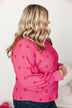 Charming Moments Heart Knit Sweater- Pink