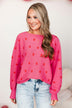 Charming Moments Heart Knit Sweater- Pink
