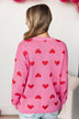 Genuine Love Heart Knit Sweater- Pink
