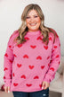 Genuine Love Heart Knit Sweater- Pink