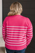 A Way With Words Striped Sweater- Fuchsia