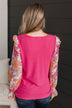 Full Of Floral Knit Top- Hot Pink
