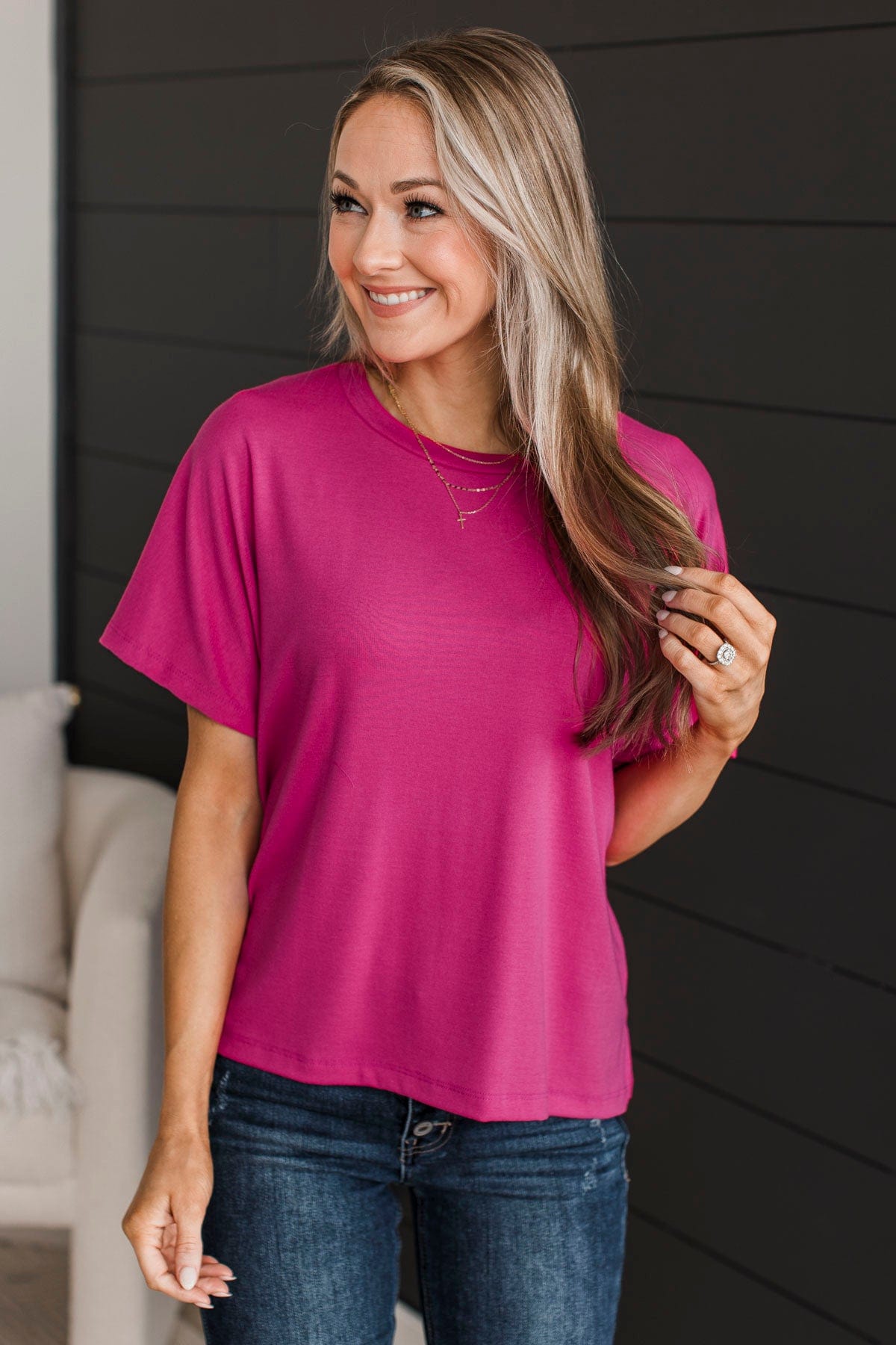 In Plain View Knit Top- Hot Pink