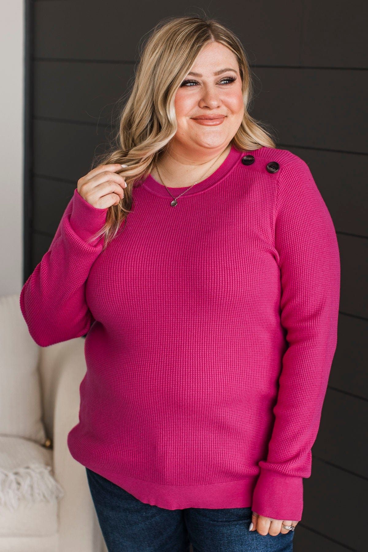 Reasons To Smile Knit Sweater- Hot Pink
