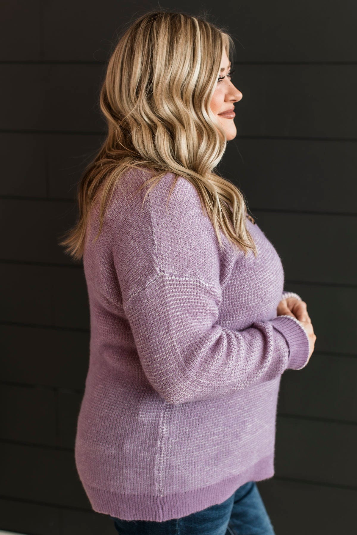 Perfectly Matched Knit Sweater- Dusty Plum