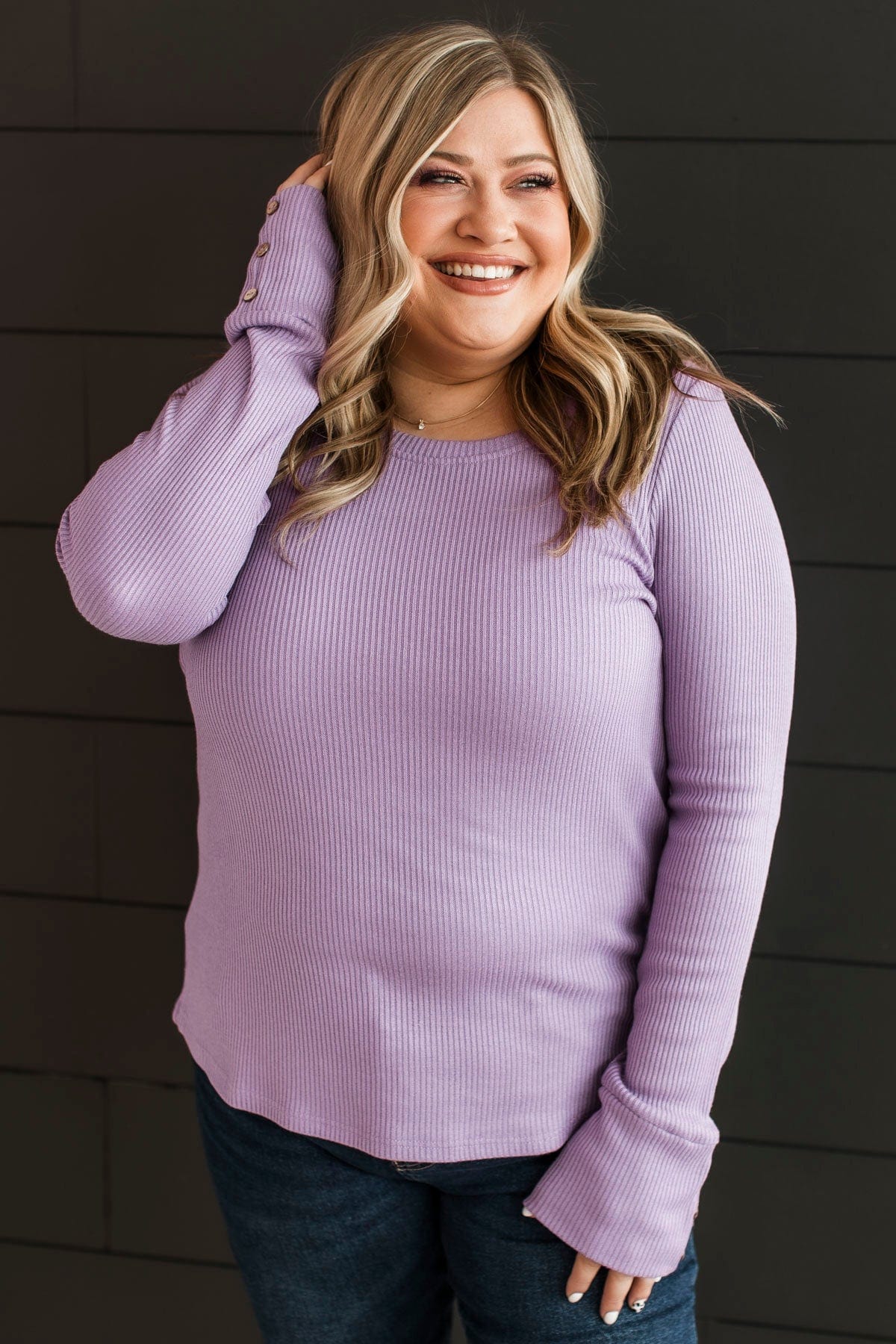Plus Lavender Ribbed Cold Shoulder Hem Draped Detail Top main image 0