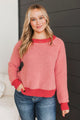 Intrigued Gaze Waffle Knit Sweater- Coral