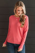 Hearts Beat Together Knit Sweater- Coral