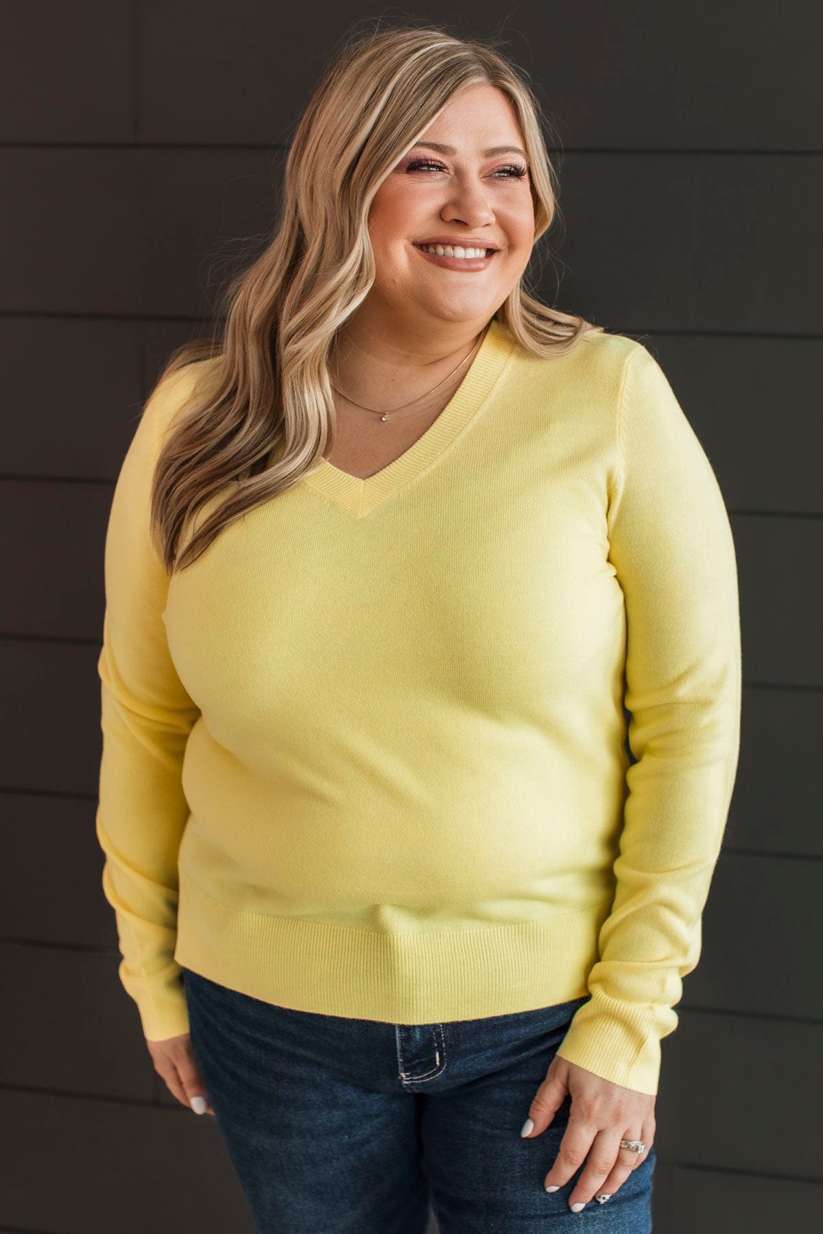 Making Plans V-Neck Sweater- Yellow