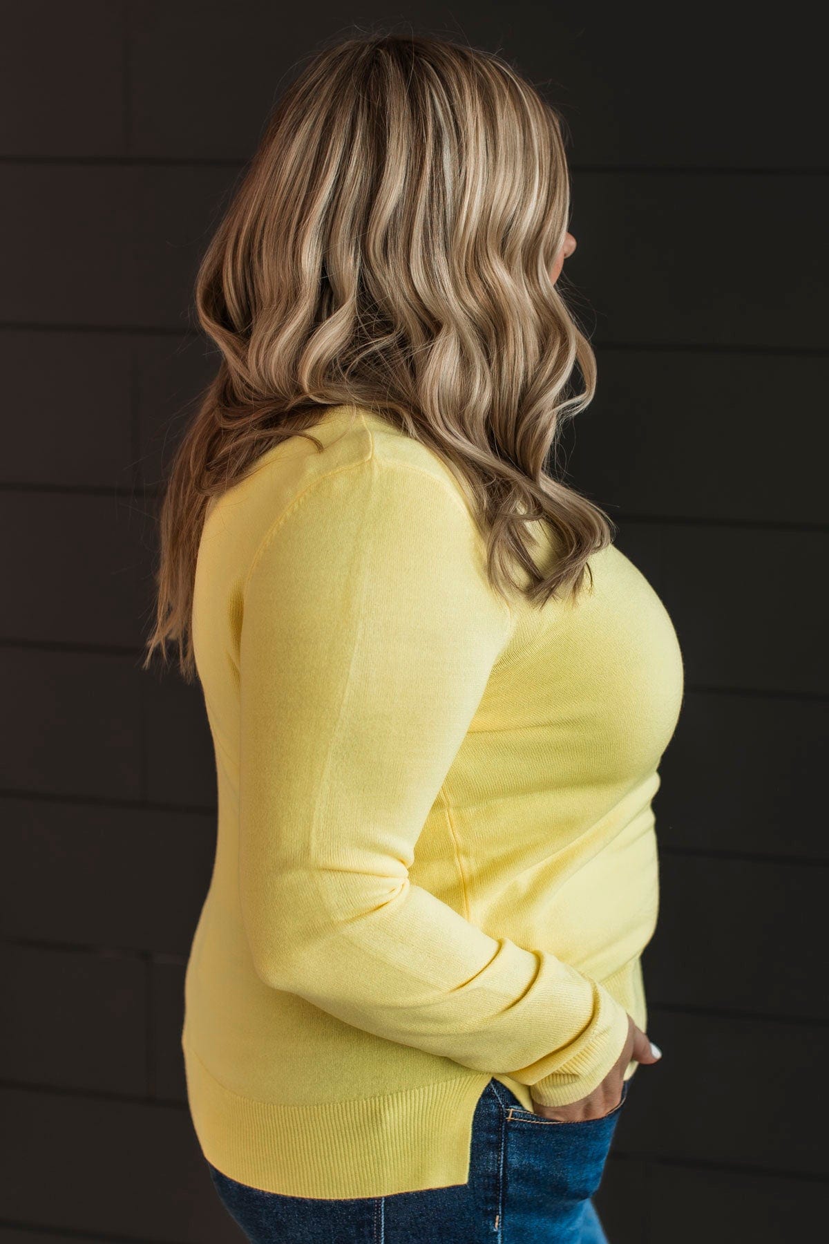 Making Plans V-Neck Sweater- Yellow