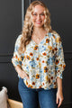 Sophisticated Ways Floral Blouse- Ivory & Blue