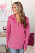 Reason To Celebrate Quarter Zip Pullover- Hot Pink