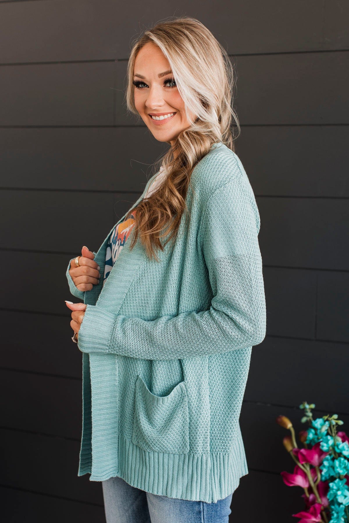 Welcoming To You Knitted Cardigan- Dusty Mint