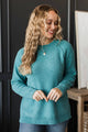 Exuding Confidence Chenille Knit Sweater- Dusty Teal