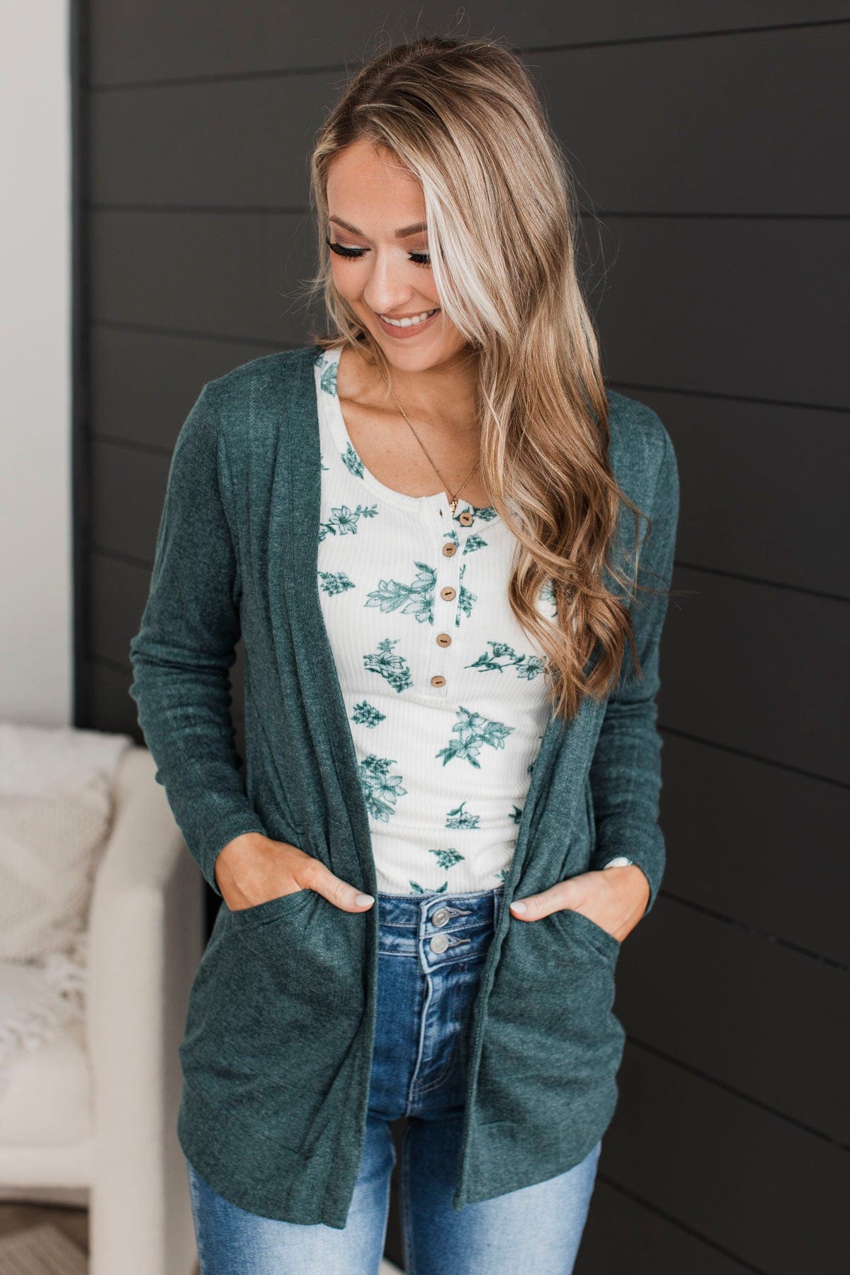 All To Ourselves Knit Cardigan- Dark Teal