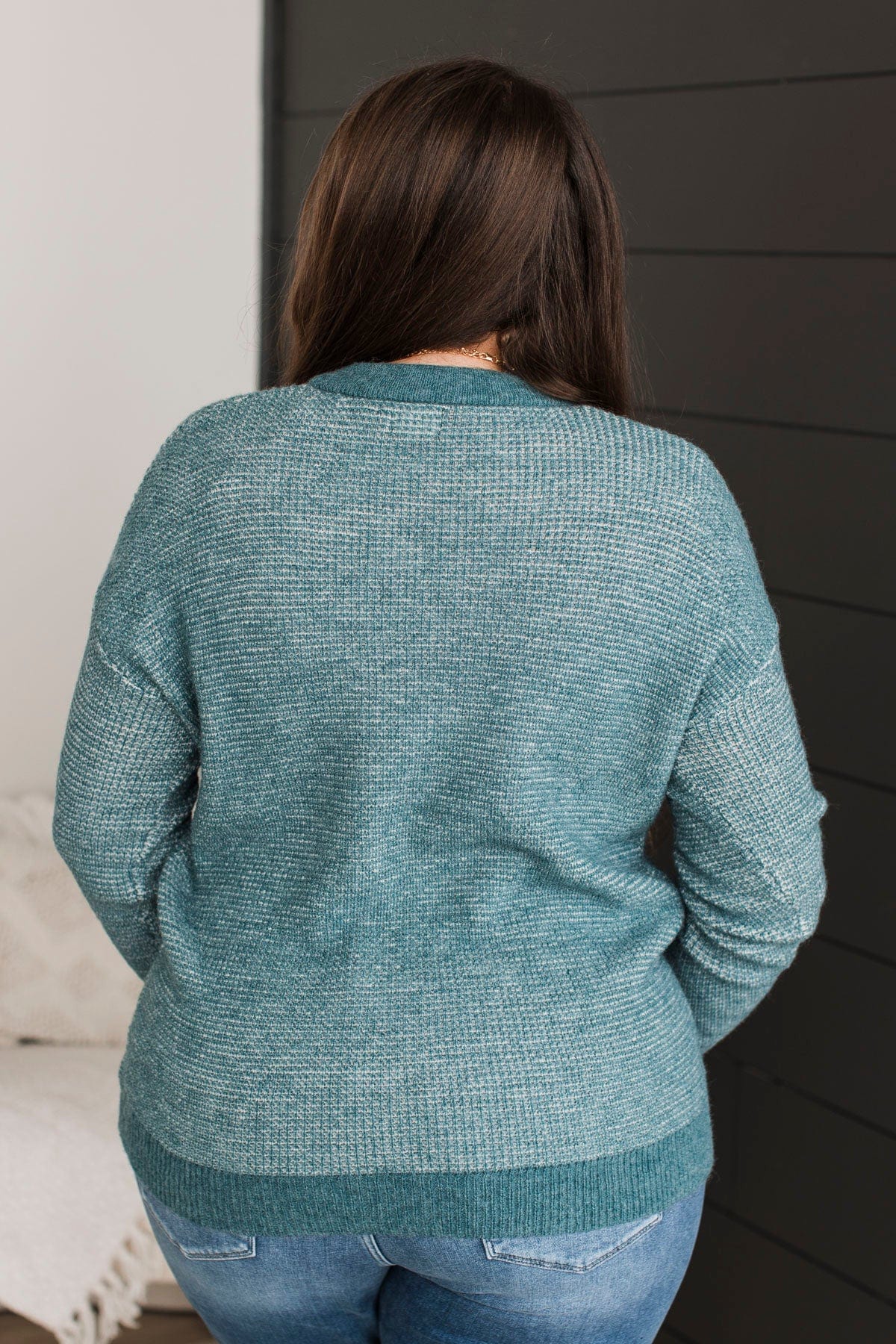 TEA-WT-364 TEAL TEXTURE KNIT TOP main image 1