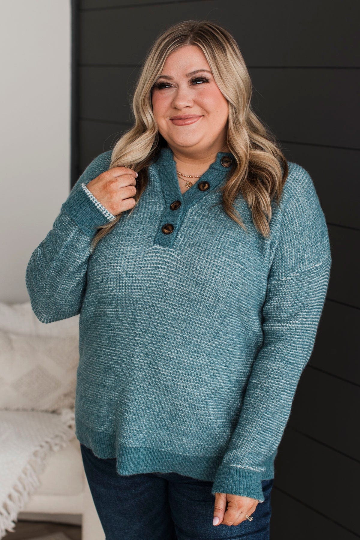 Perfectly Matched Knit Sweater Teal
