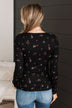 Call Me Lovely Floral Henley Top- Black & Magenta