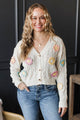 Petaled Perfection Floral Button Cardigan- Ivory