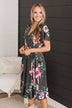 Enchanting Beauty Floral Midi Dress- Charcoal
