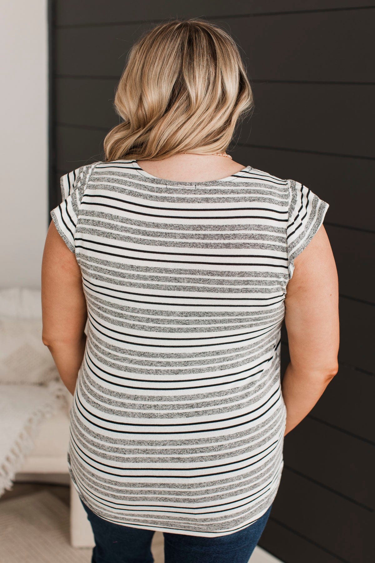 Appeals To Me Striped Knit Top- Ivory & Charcoal