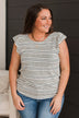 Appeals To Me Striped Knit Top- Ivory & Charcoal