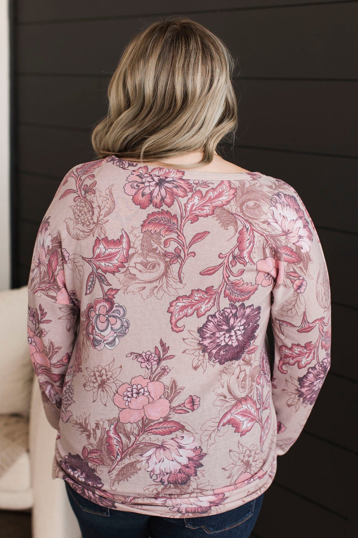 Easy To See Long Sleeve Floral Top- Mauve