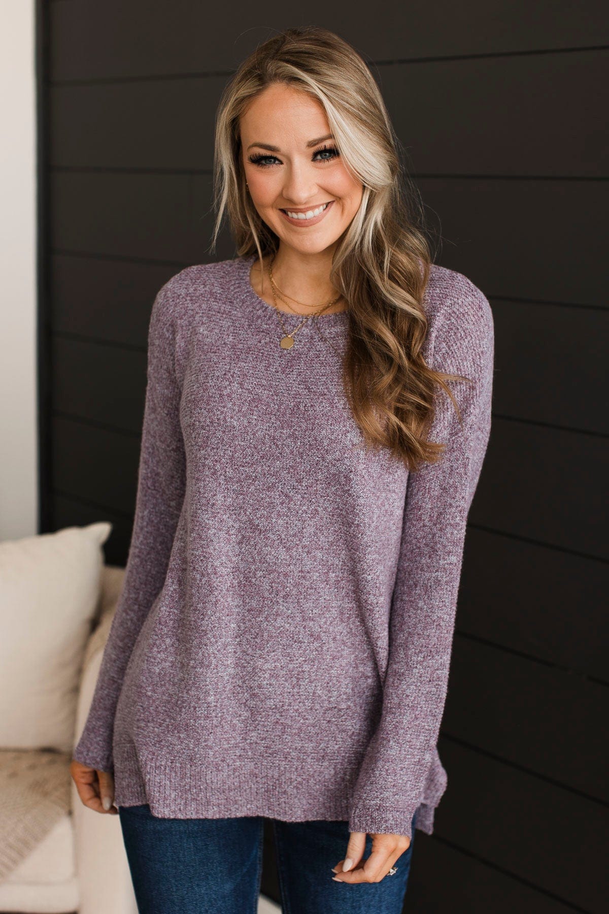 Reaching Out To You Knit Sweater- Purple
