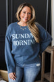 "Sunday Morning" Knit Sweater- Dark Denim Blue
