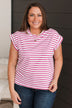 Easily Infatuated Striped Top- Ivory & Magenta