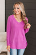 Touch Of Charm V-Neck Sweater- Orchid