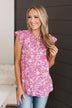 Blissfully Sweet Floral Top- Hot Pink