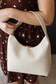 Simple Elegance Woven Shoulder Purse- Neutral