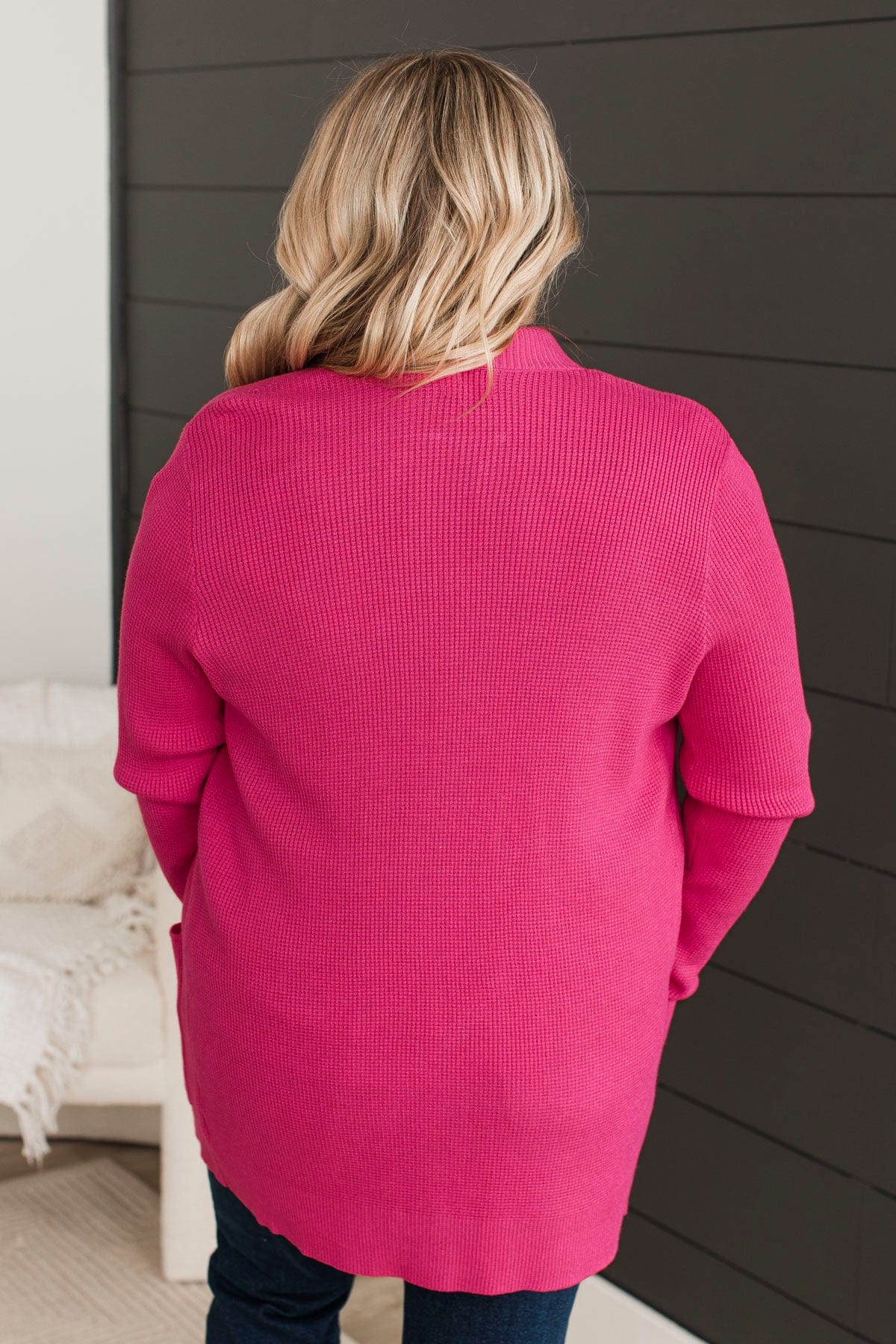 Walking On Clouds Knit Cardigan- Hot Pink