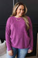 Choose Myself First Ribbed Long Sleeve Top- Light Plum
