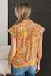 Can't Deny Floral Button Top- Marigold & Pink