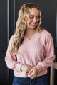 Matching Vibes Ribbed V-Neck Sweater- Dusty Pink