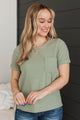 Exceptional Look Pocket Top- Sage