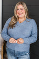 Very Likable Knit V-Neck Sweater- Denim Blue