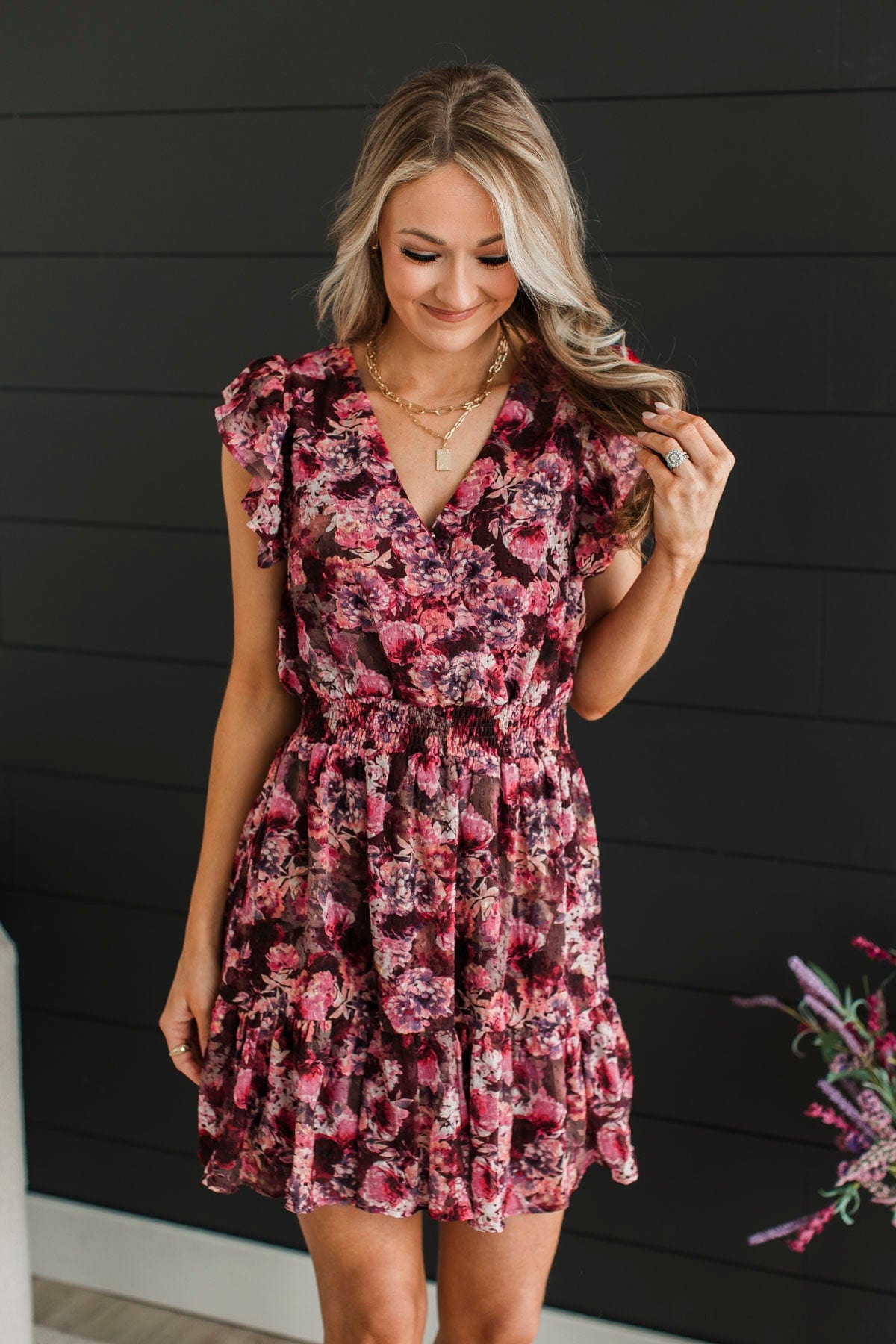 Dream Date Floral Dress- Burgundy – The Pulse Boutique