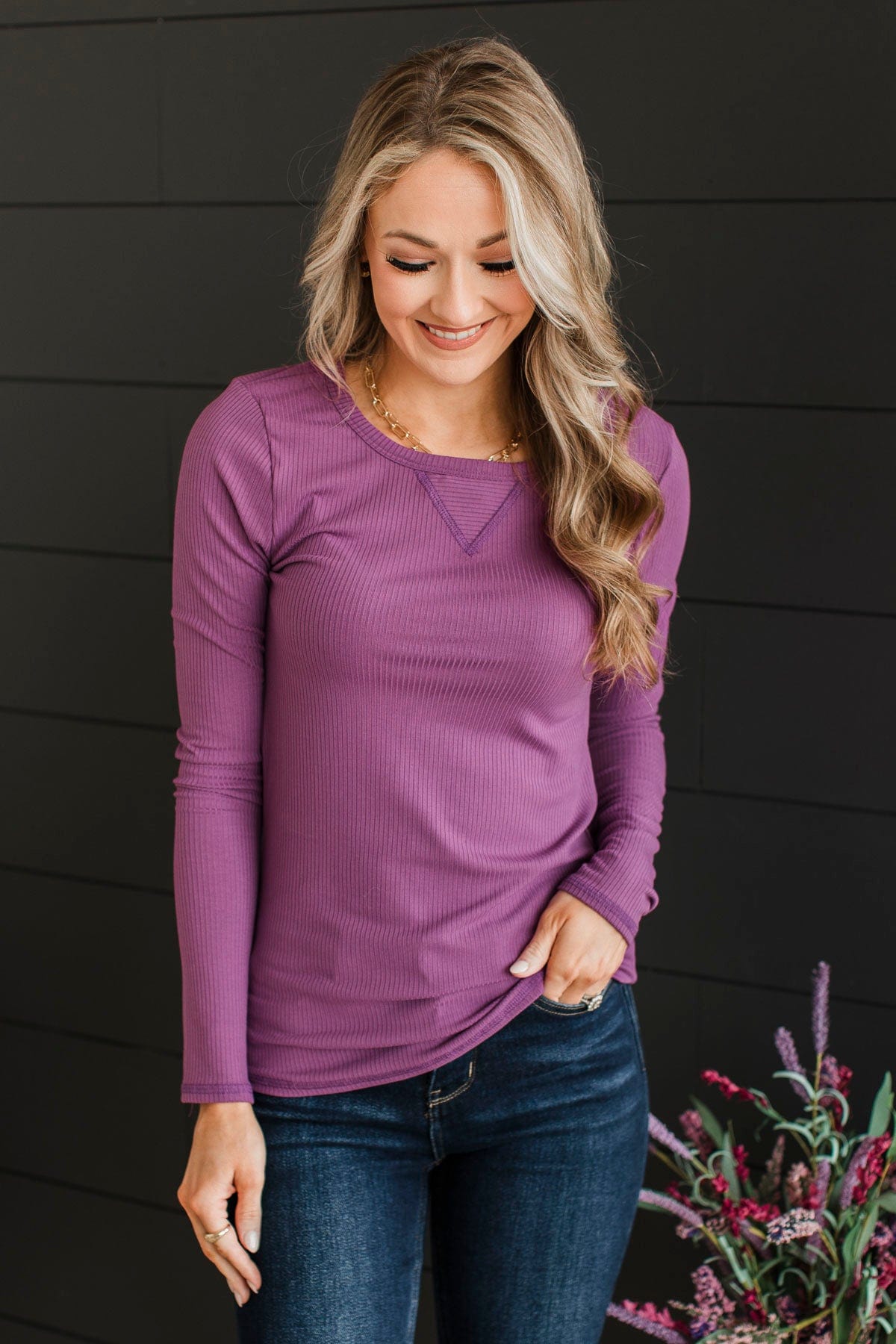 Love You Forever Knit Top- Grape