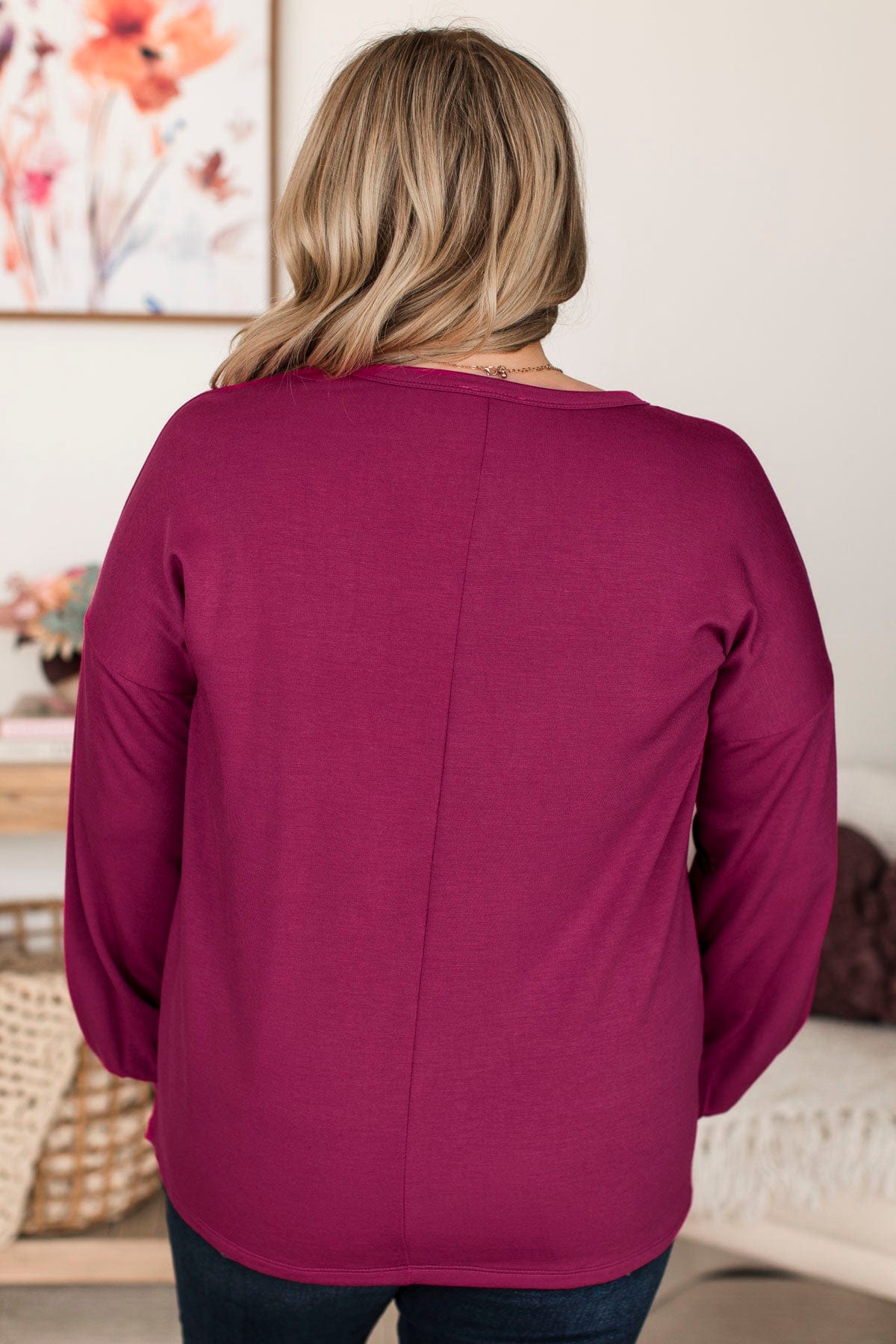 Life's Blessings Long Sleeve Top- Magenta