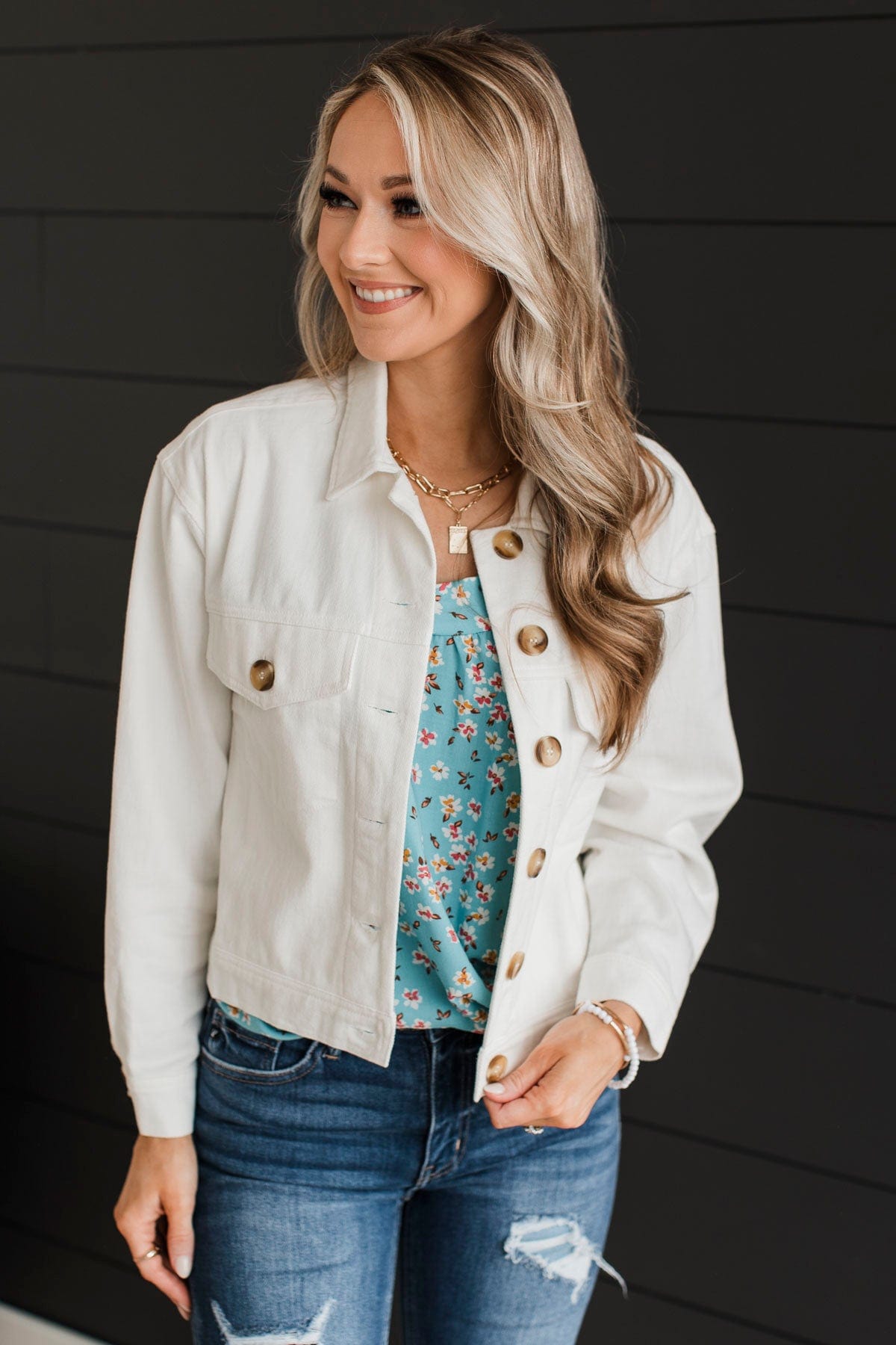 Now Is The Time Denim Jacket- Ivory