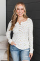 Open Your Heart Floral Henley Top- Ivory & Yellow