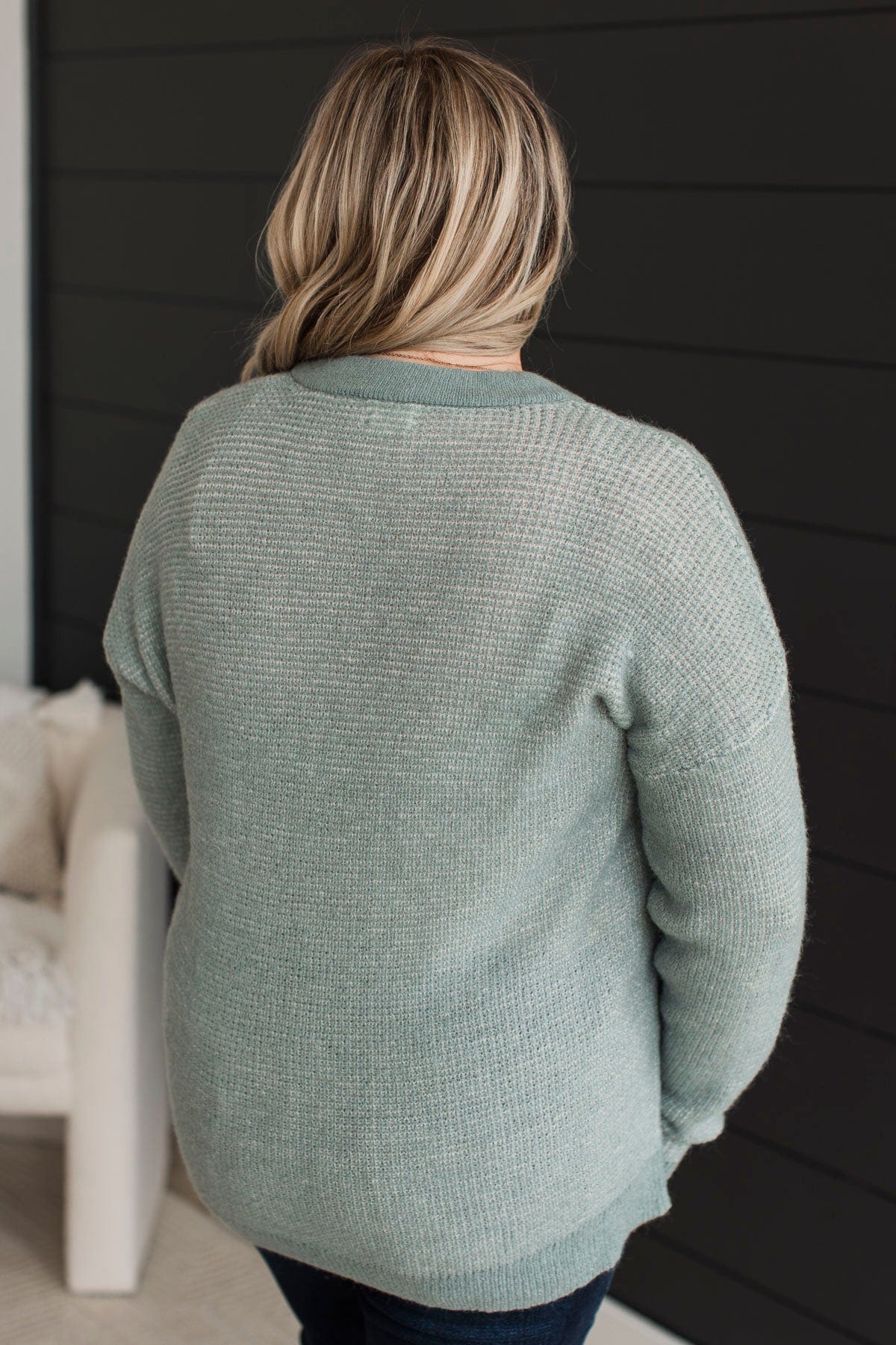 Perfectly Matched Knit Sweater- Dusty Mint