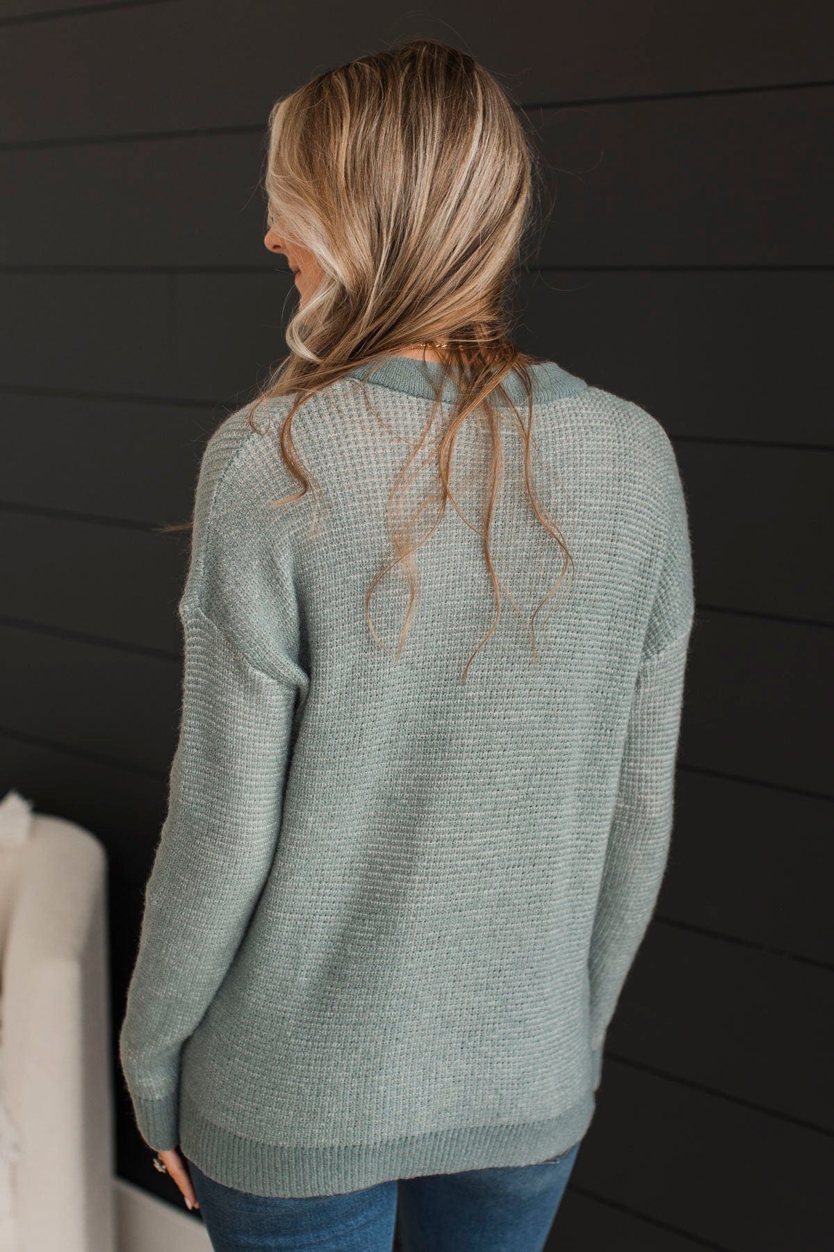 Perfectly Matched Knit Sweater- Dusty Mint