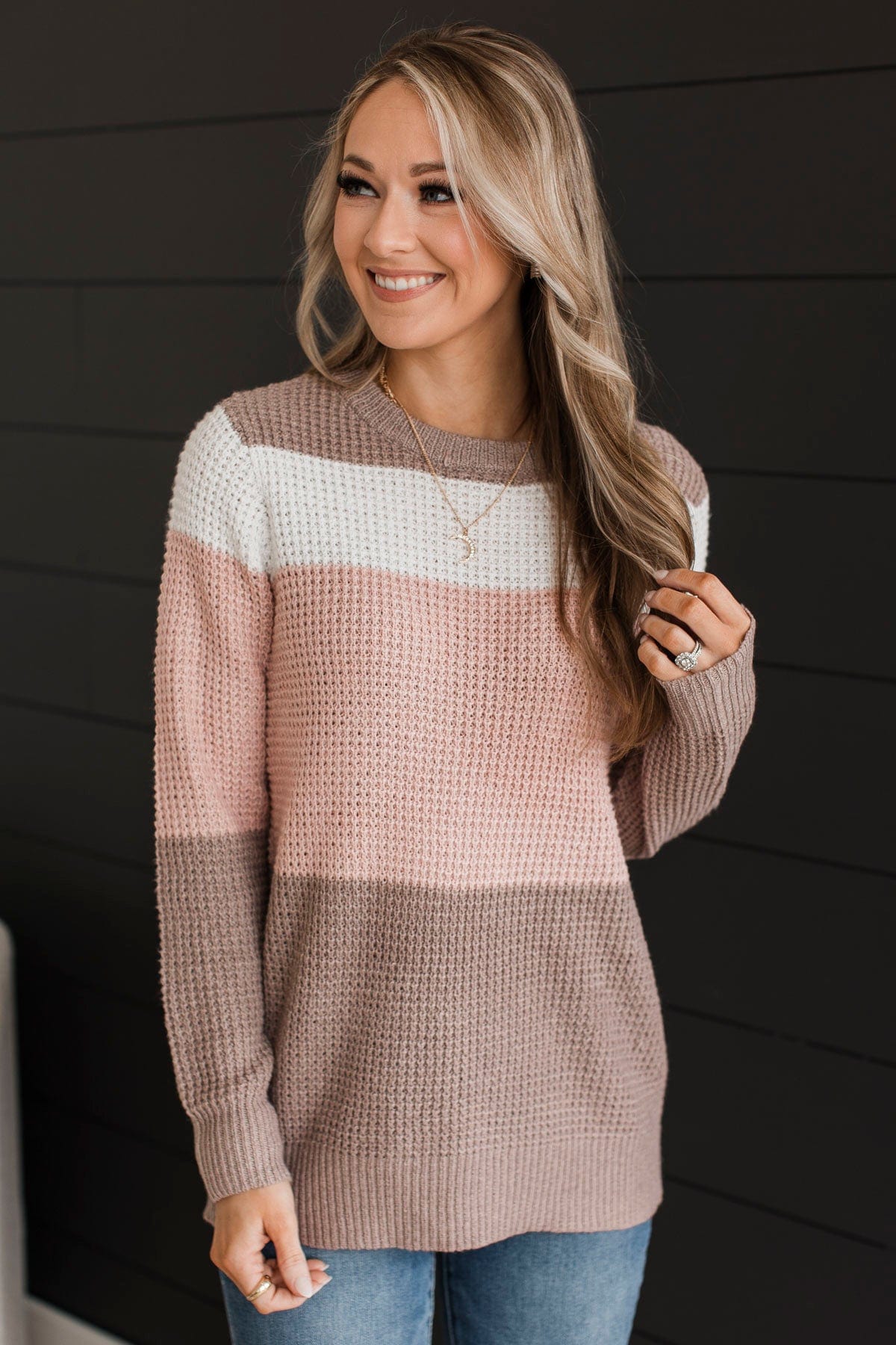 First Date Jitters Knit Sweater- Pink & Mocha